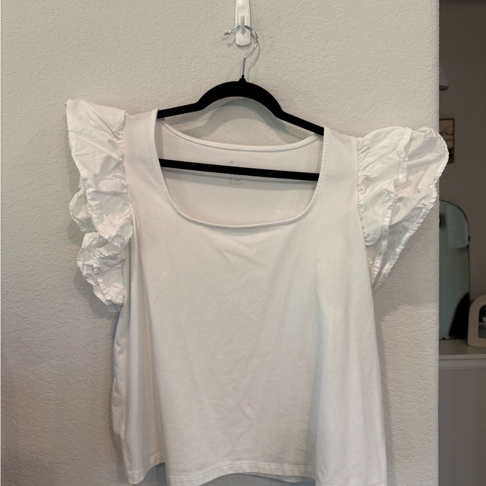 NWOT Target White Ruffle Sleeve Scoop Neck Women's Top